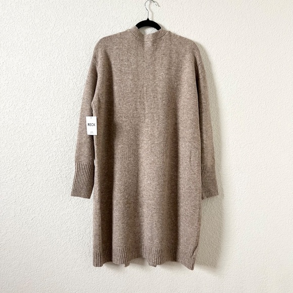 NWT Cielo Long Duster Open Front Cardigan Women's size Large Oatmeal - Picture 4 of 9